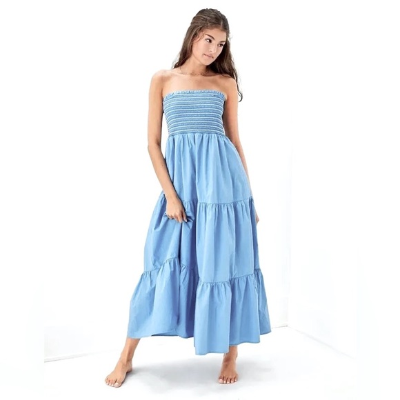 American Eagle Outfitters Dresses & Skirts - American Eagle Smockin On Sunshine Strapless Midi Dress